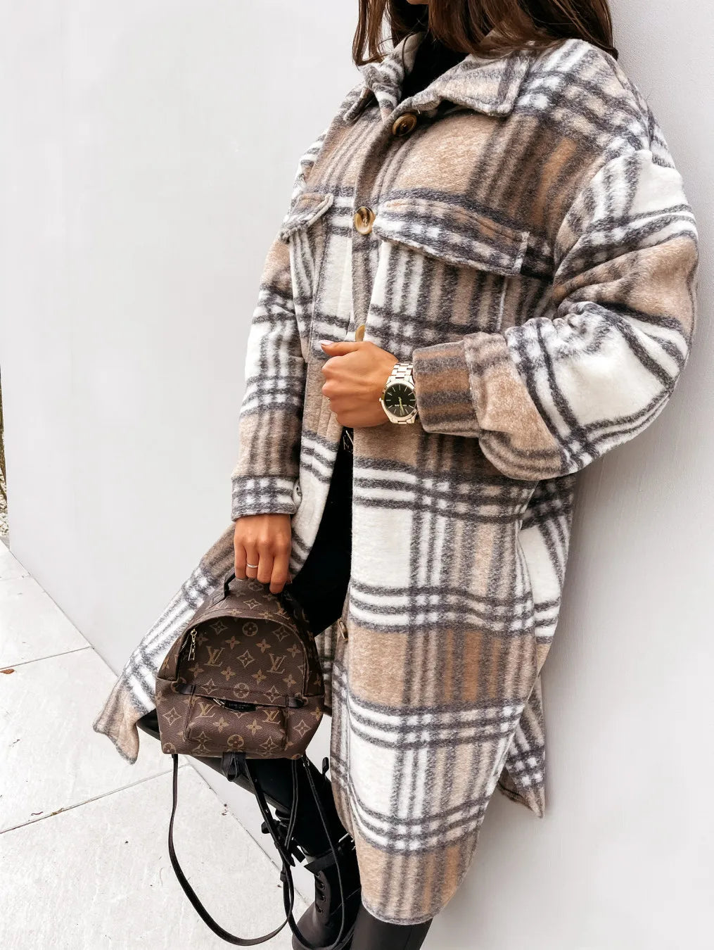 Warm Checked Coat Jacket