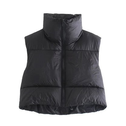 Women's Quilted Down Vest - Stand Collar