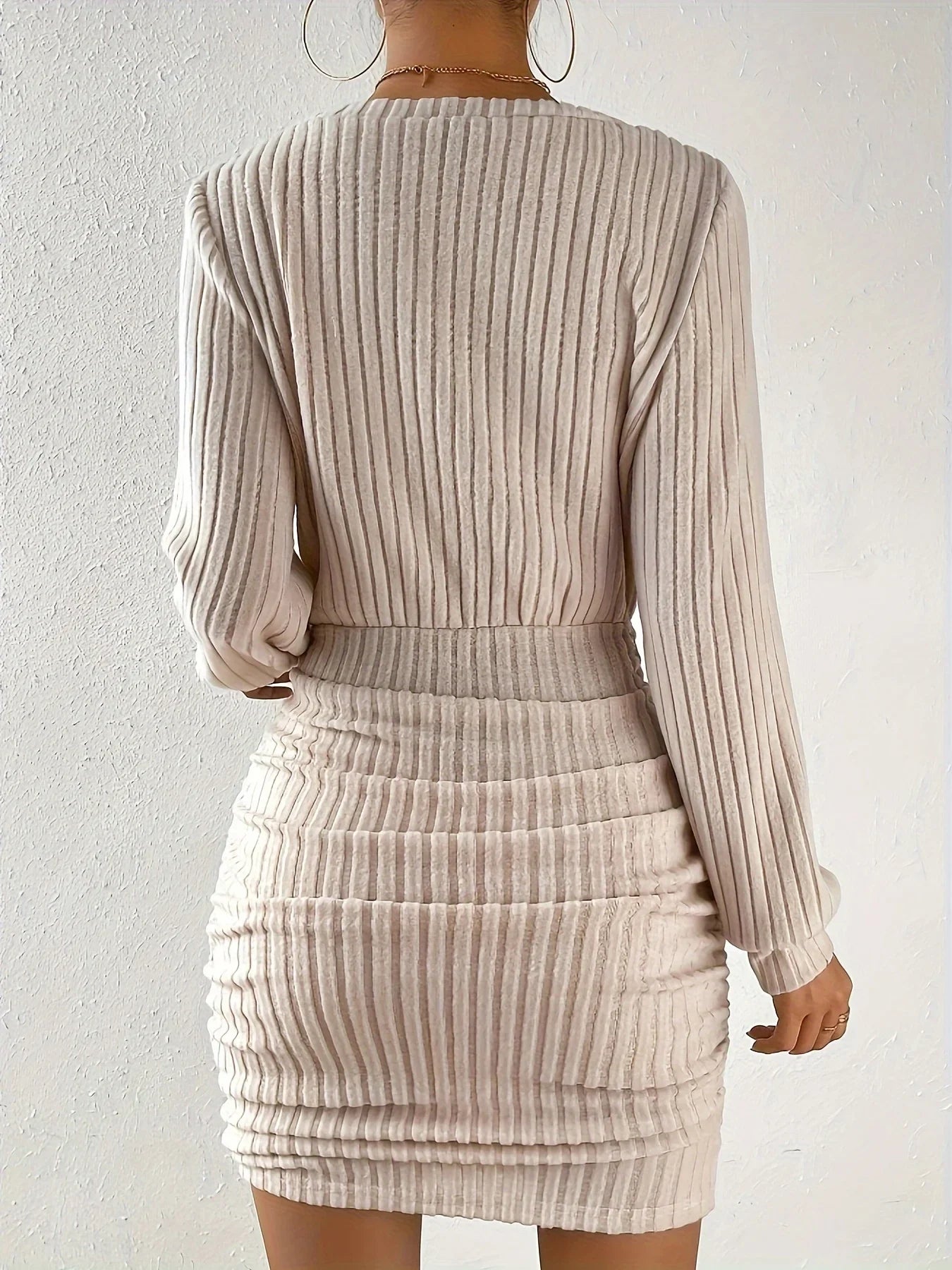 V-Neck Off-Shoulder Knit Dress